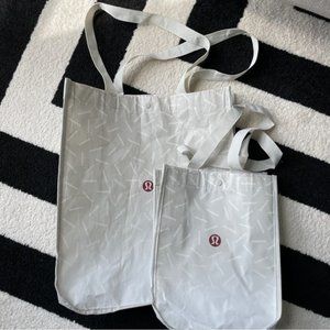 SOLD Lululemon Shopping Bags White Grey Large Small